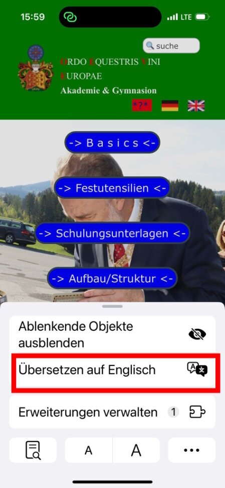 Auswahl der jeweiligen Sprache